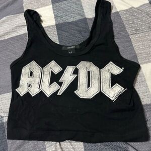 Forever 21 Black and White AC/DC Crop Top